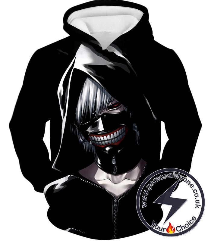 Tokyo Ghoul Cool Masked and Hooded Ken Kaneki Black Hoodie
