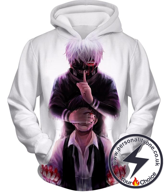 Tokyo Ghoul Human Turned Ghoul Ken Kaneki Awesome White Hoodie