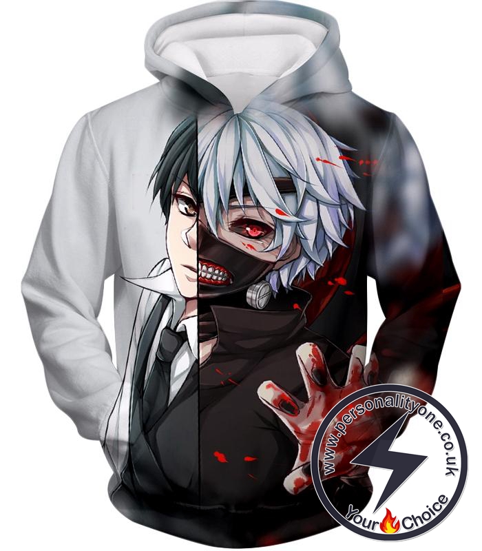 Tokyo Ghoul Human or Ghoul Ken Kaneki Black and White Hoodie