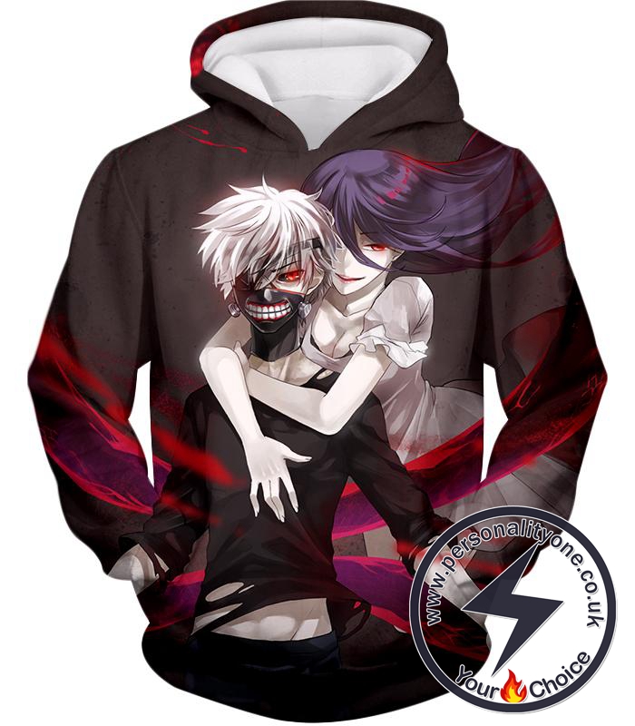 Tokyo Ghoul Kaneki and Rize Cool Action Black Hoodie