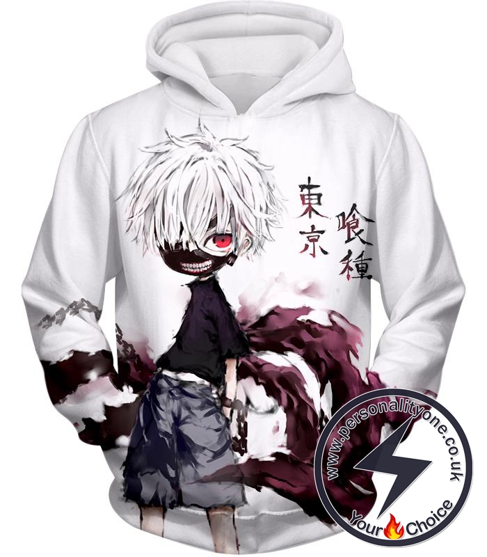 Tokyo Ghoul Very Cool Ken Kaneki Anime Action Art Promo White Hoodie