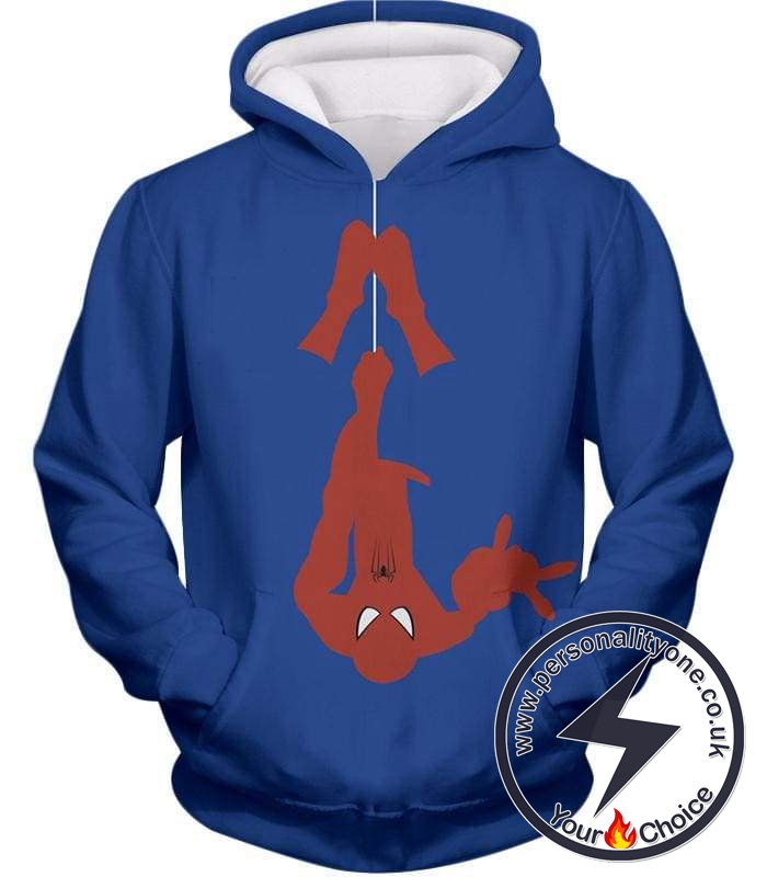 Web Slinging Cool American Hero Spiderman Blue Action Hoodie