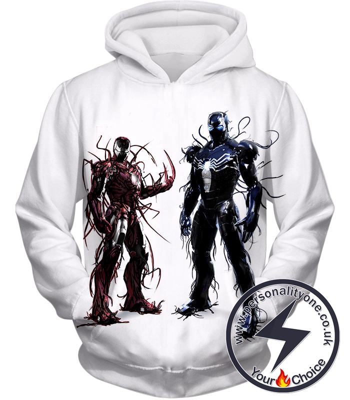 White Symbiotic Iron Man and Venom Promo Hoodie