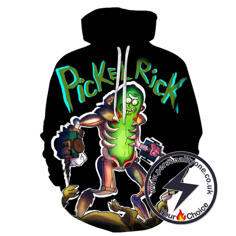 Pickle Rick 3D Black Hoodie