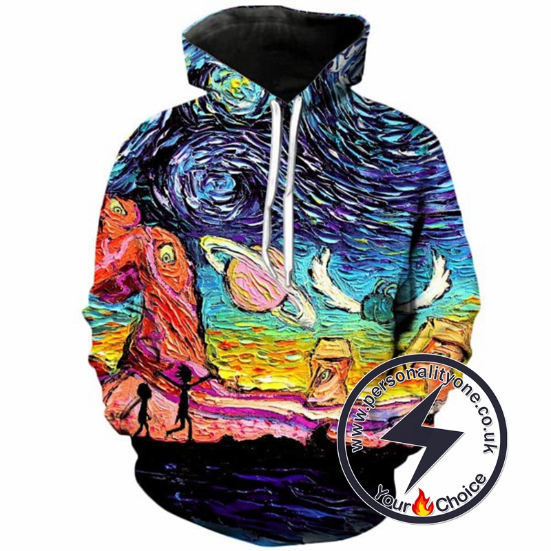 Rick And Morty Van Gogh Style 3D Hoodie