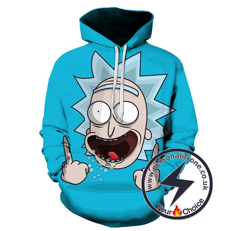 Rick Sanchez Cute Face Blue Hoodie