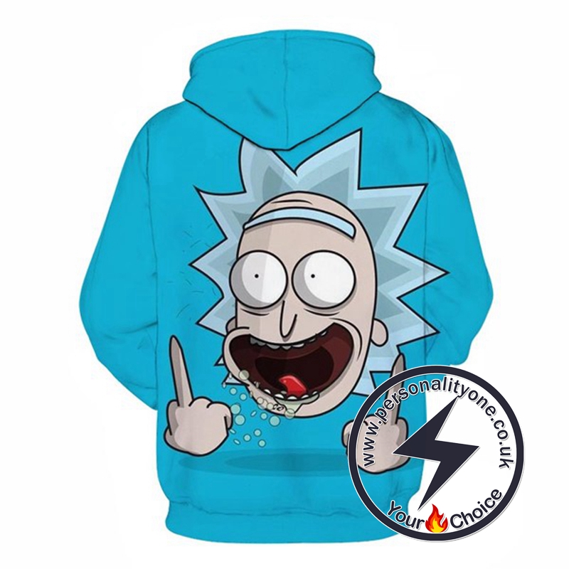 Rick Sanchez Cute Face Blue Hoodie