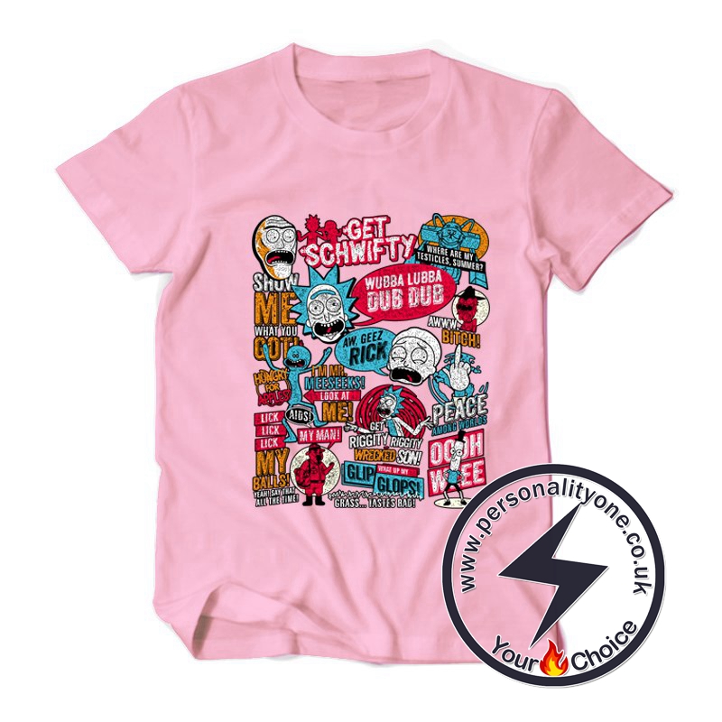 Rick and Morty Anime Style T-shirt Pink
