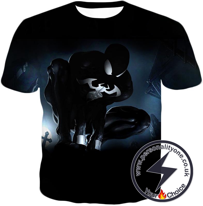 Animated Black Spiderman Cool Action T-Shirt