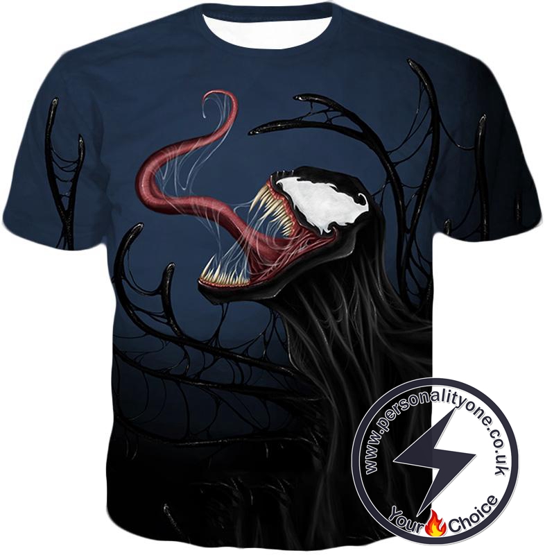 Cool Marvel Villain Venom Printed Black T-Shirt