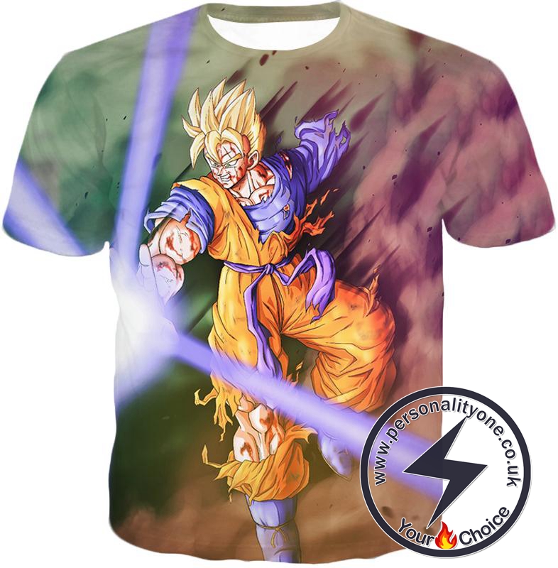 Dragon Ball Super Awesome Super Saiyan Goku One Handed Battle Action T-Shirt