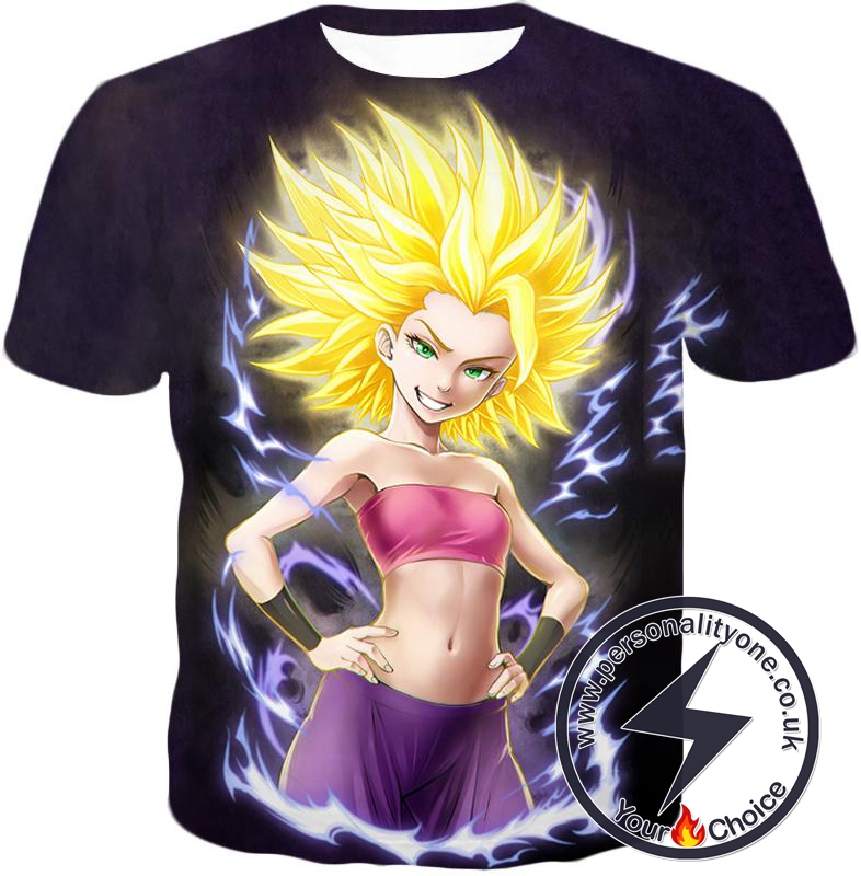 Dragon Ball Super Caulifla Cool Female Super Saiyan Universe 6 Anime Promo Black T-Shirt