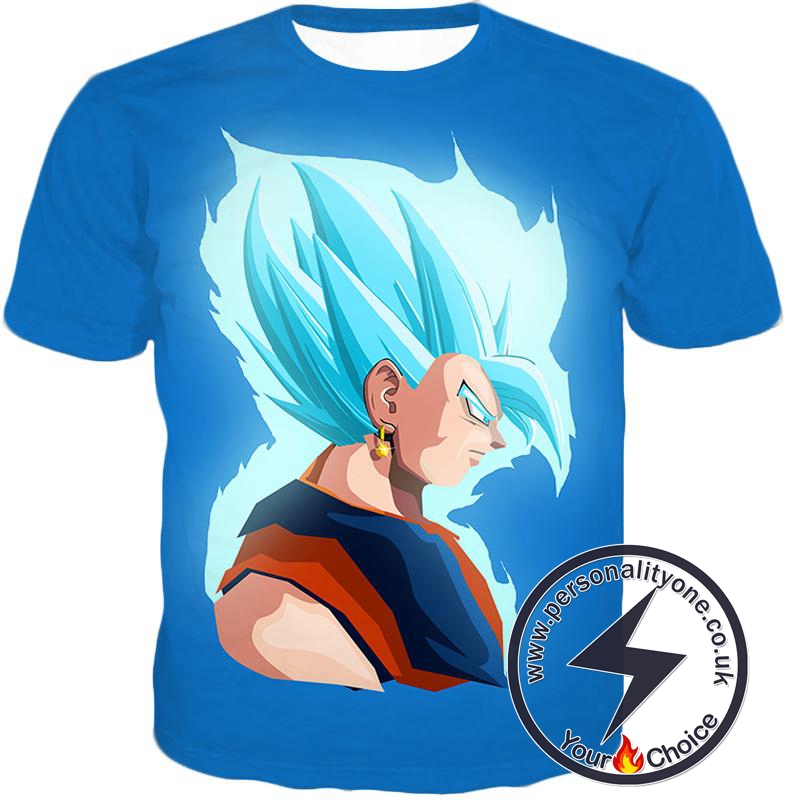 Dragon Ball Super Super Cool Fusion Vegito Super Saiyan Blue Godly Form Promo Blue T-Shirt