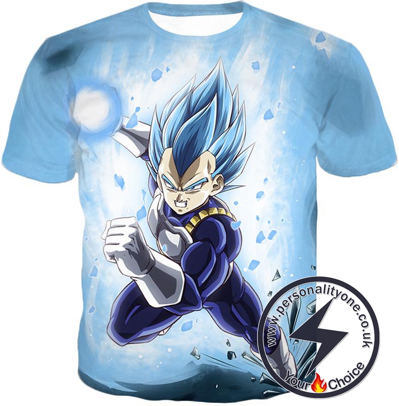 Dragon Ball Super Vegeta Super Saiyan Blue Ultimate Action Graphic White T-Shirt