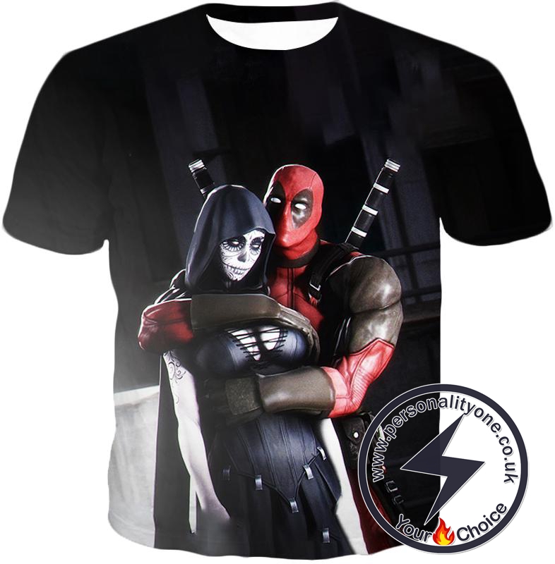 Marvel Universe Deadpool and Death Awesome HD Black T-Shirt