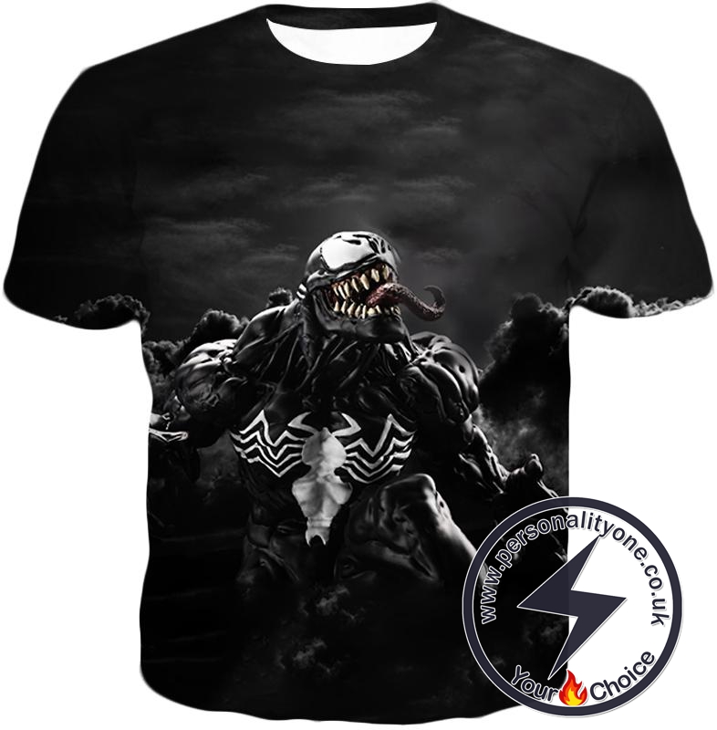 Marvels Dangerous Villain Venom Black Printed T-Shirt