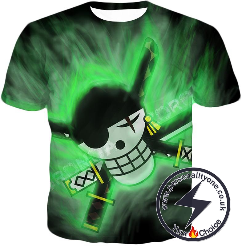 One Piece Awesome Roronoa Zoro Logo Cool Green T-Shirt