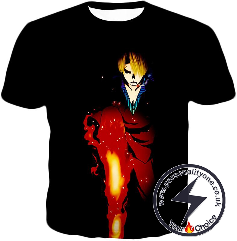 One Piece Black Leg Sanjis Diable Jambe Awesome Action Black T-Shirt