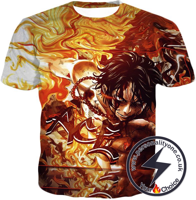 One Piece Cool Pirate Portgas D Ace Aka Fire Fist Ace Action T-Shirt