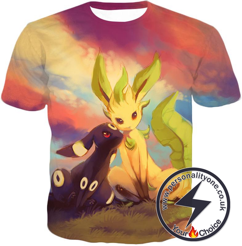 Pokemon Cute Wolf Pokemons Umbreon and Leafeon T-Shirt