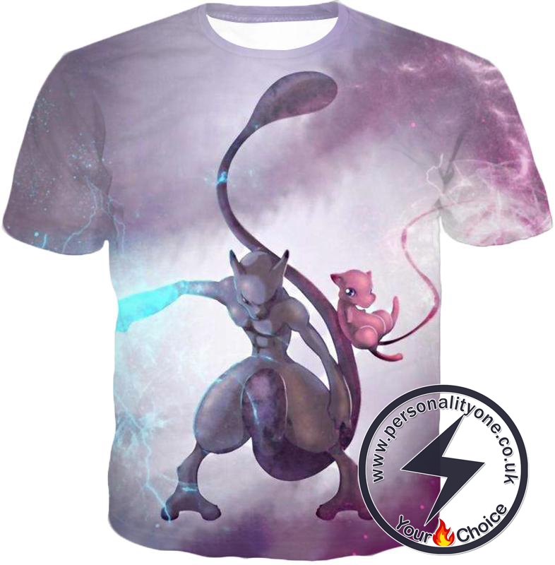 Pokemon Legendary Psychic Pokemons Mew x Mewto Cool White T-Shirt