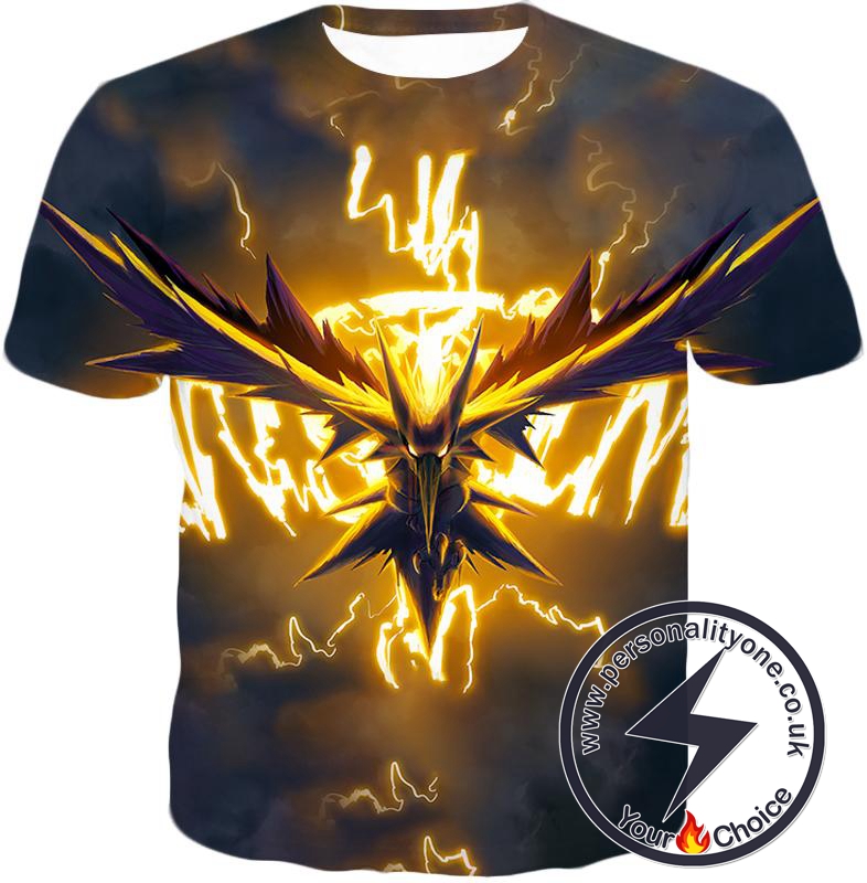 Pokemon Most Powerful Thunder Pokemon Zapdos Super Action T-Shirt