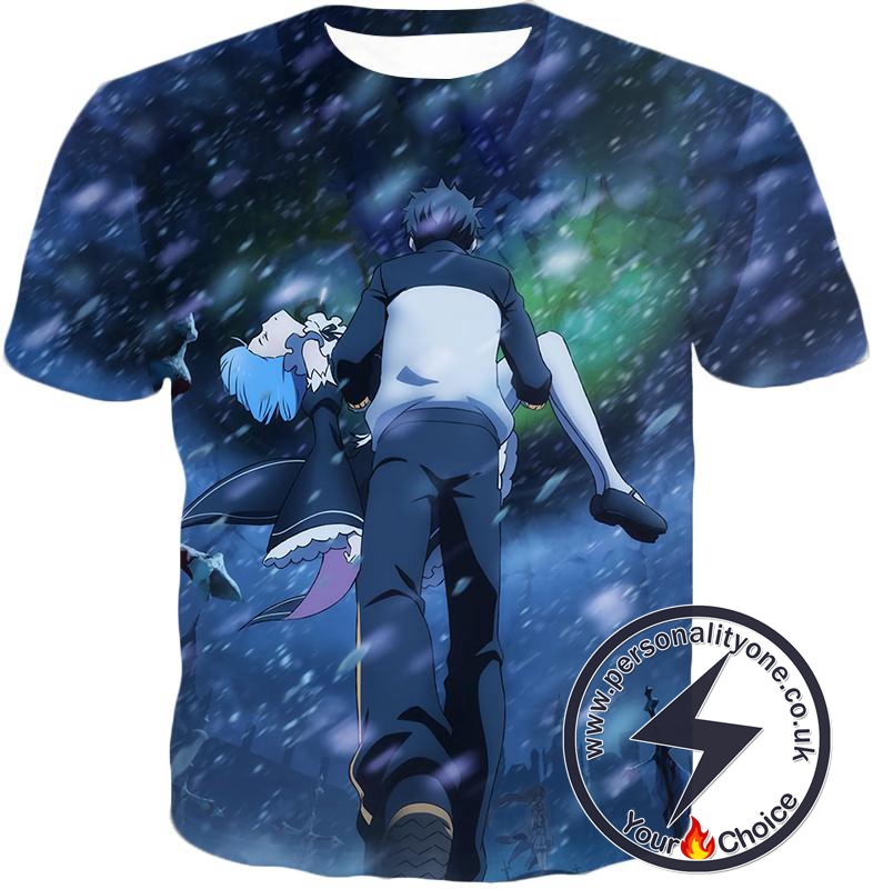 Re:Zero Awesome Re:Zero Subaru and Rem Action Anime T-Shirt
