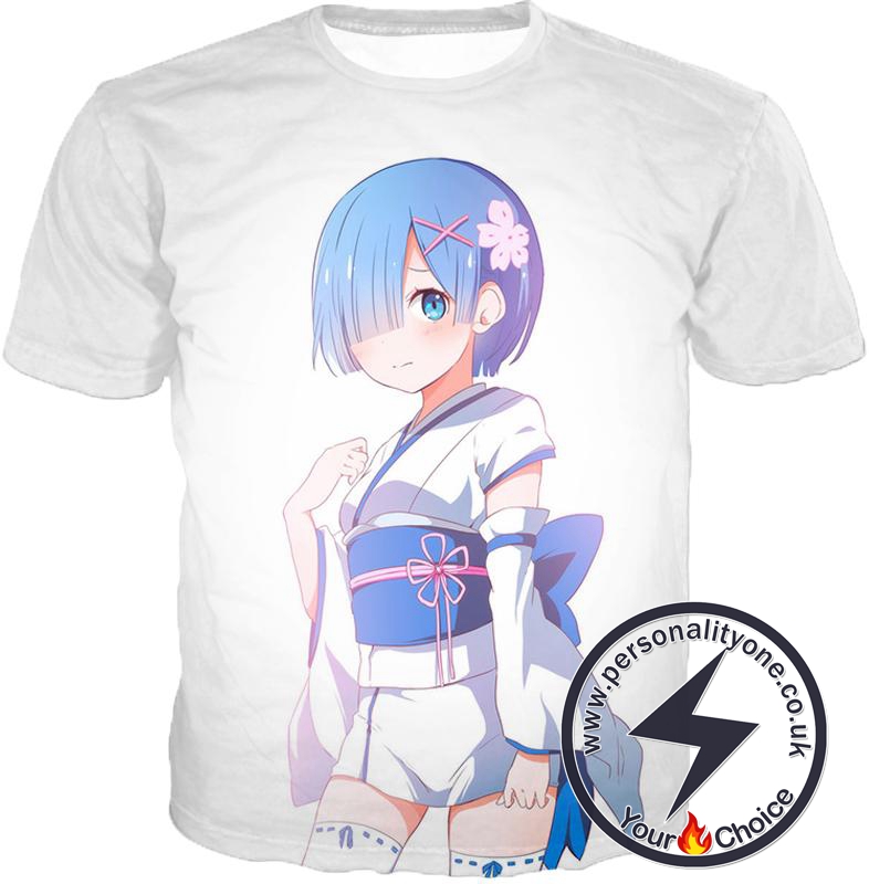 Re:Zero Re:Zero Cute Maid Rem White Anime T-Shirt